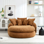 Oversized Oval Upholstered Bean Bag Sofa, Lazy Sofa with 3 Large Pillows and 2 Small Pillows, Wrap Around Backrest for Adults, Chenille Fabric Lazy Floor Bean Bag Sofa