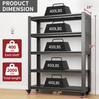 78"H 5 Tier Adjustable Shelving with Pegboard and Wheel, Heavy Duty Storage Shelves, Metal Shelving Unit Multipurpose Shelf for Warehouses, Garages, Offices, Bedrooms, Kitchens, 18"D*47.2"W*78"H